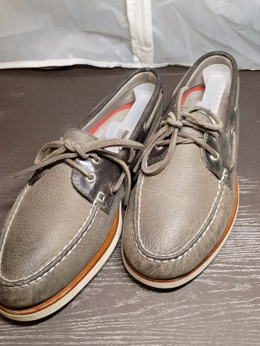 Sperry GOLD CUP Gray Leather Boat Shoes/Black Leather Trim. Men's 10M Great Deal